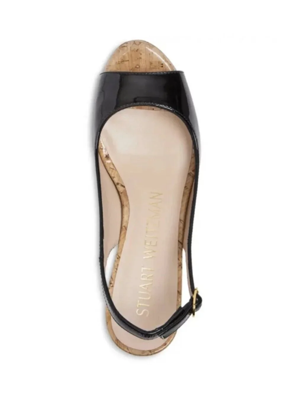 Stuart Weitzman Riviera Cork Wedge Sandals Black Patent NWOB Size 8 MSRP $395 - Picture 2 of 9